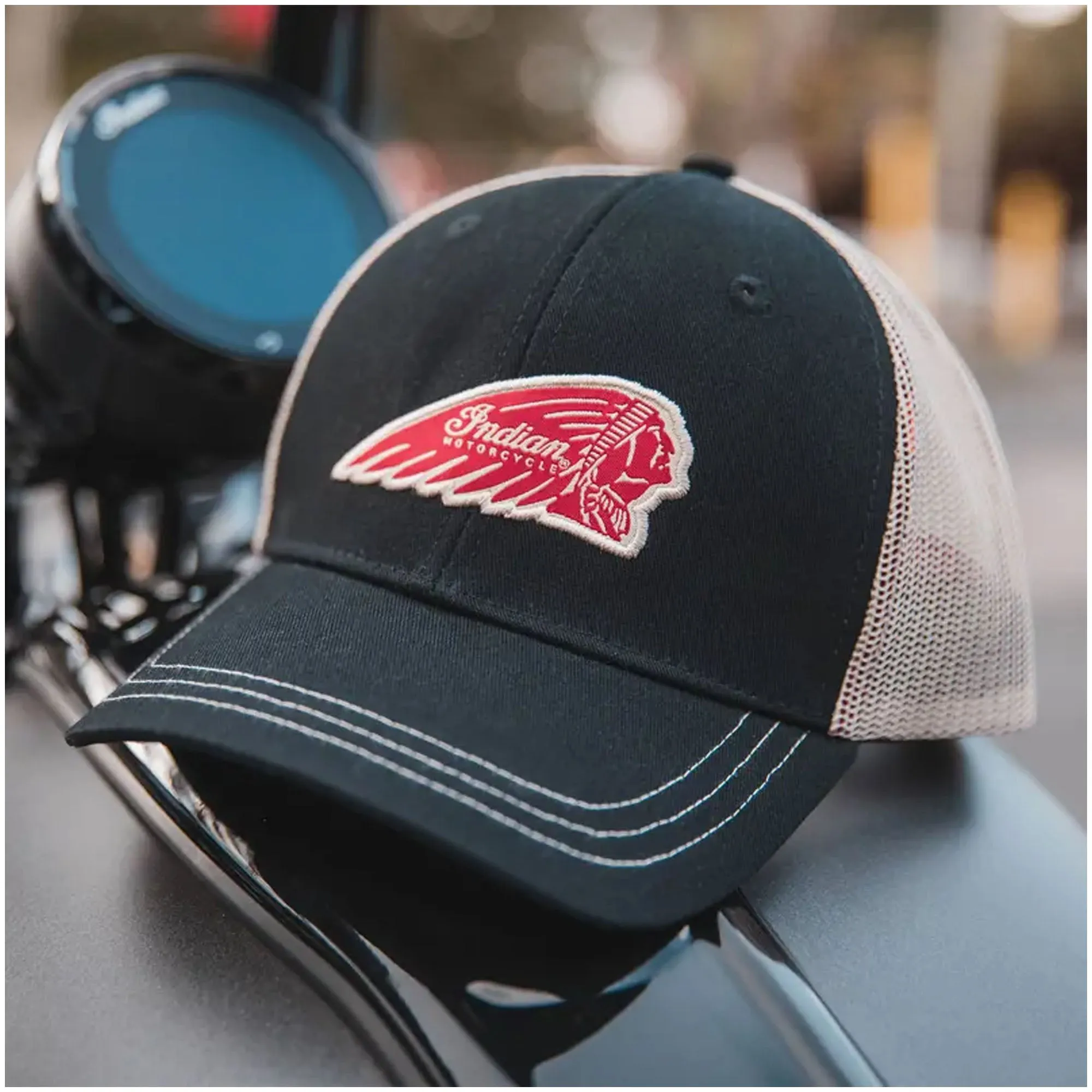 Indian Motorcycle 2861340 Men's Trucker Hat Black