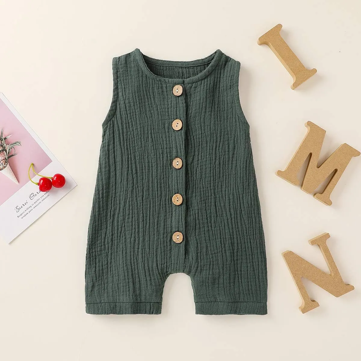 Infant Newborn Baby Boys Girls Cotton Linen Romper Summer Jumpsuit Sleeveless Overalls Clothing Set