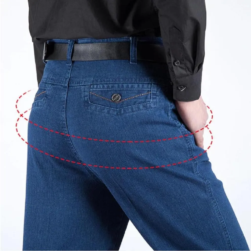 INGKE Men's high Waist Straight fit Jeans, JettJeans - Men's High Waist Straight Fit Stretch Denim