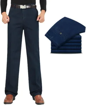 INGKE Men's high Waist Straight fit Jeans, JettJeans - Men's High Waist Straight Fit Stretch Denim
