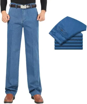 INGKE Men's high Waist Straight fit Jeans, JettJeans - Men's High Waist Straight Fit Stretch Denim