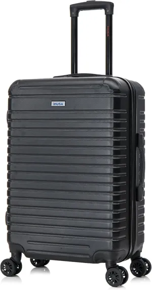InUSA DEEP Luggage with GEL Handle | Spacious Traveling Suitcases, Travel Suitcase with Dual Spinner Wheels and Studs | 24 Inch Medium Hardside Luggage | Black