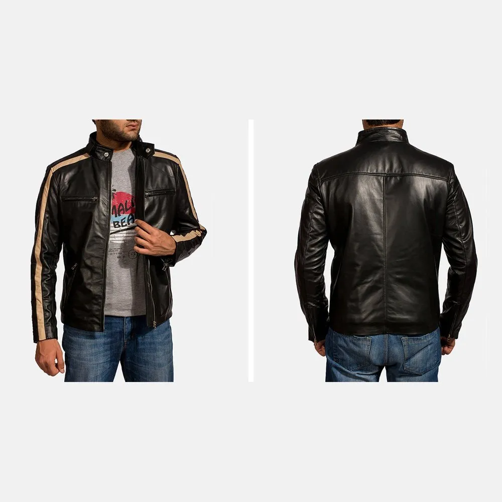 Jack Black Leather Biker Jacket Up to 5XL
