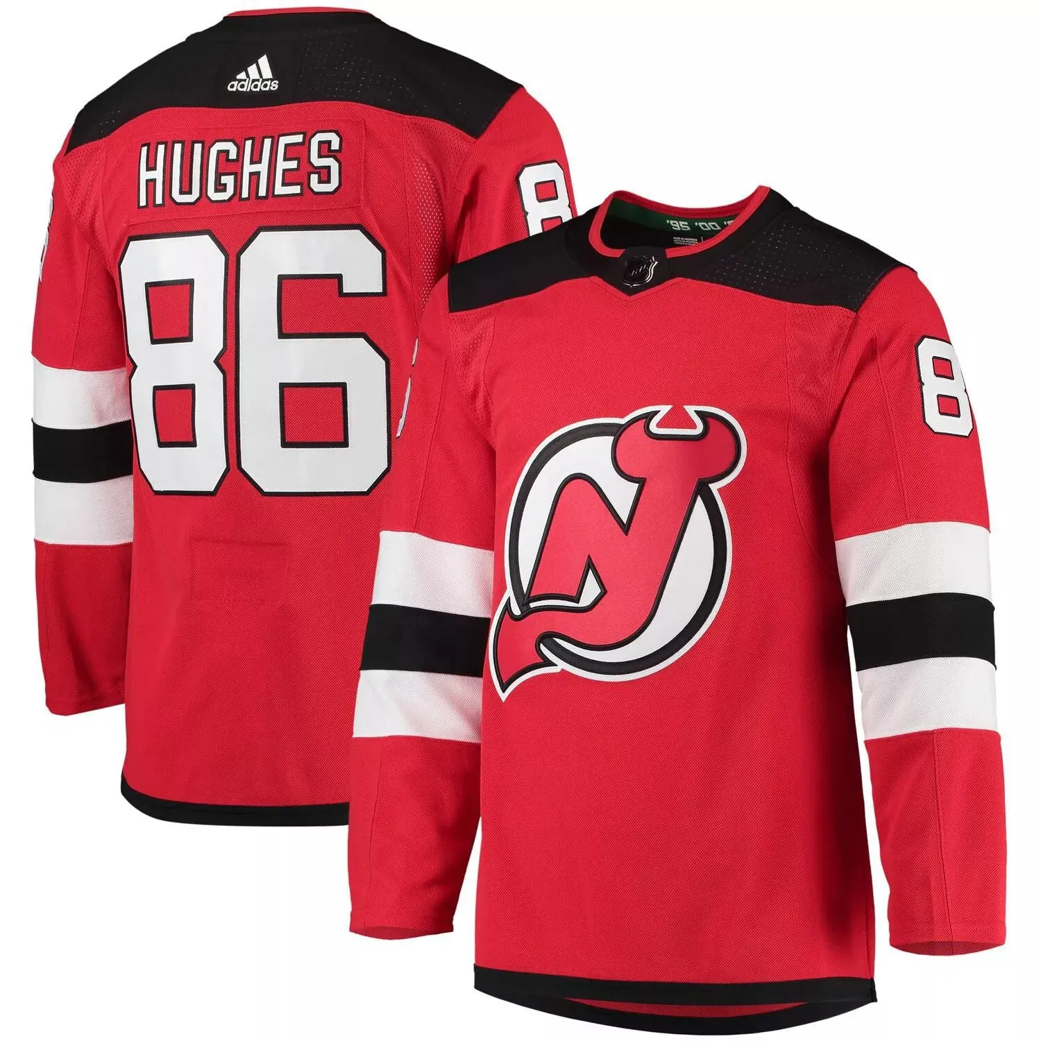 Jack Hughes New Jersey Devils Home Primegreen Authentic Pro Player adidas Men's Red T-Shirt