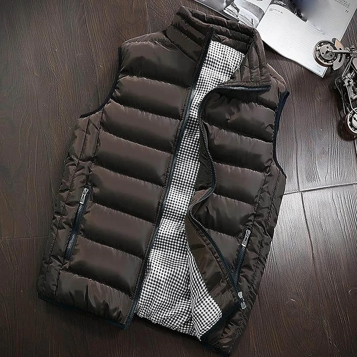 Jackets for Men Fall Winter Coats Padded Cotton Vest Warm Hooded Thick Tops Jacket Jackets