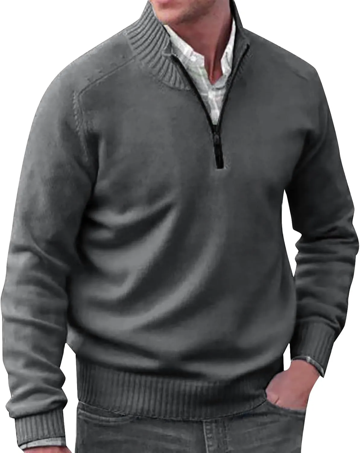 Jackets For Men Winter Color Matching Hooded Zipper Warm Cardigan Knitted Coat Half Zip Sweatshirt Men long sleeve
