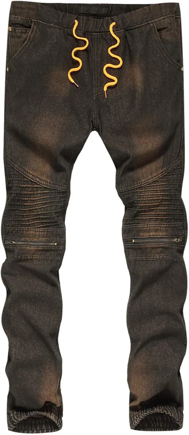 Jeans for Men Relaxed Fit Big Tall Classic Denim Jeans Comfy Flexible Pants Relaxed Wide Leg Denim Trouser Streetwear
