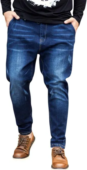 Jeans for Men Relaxed Fit,Loose Fit Blue Straight Leg Stretch Relaxed Tapered Jeans Denim Pants Plus Size
