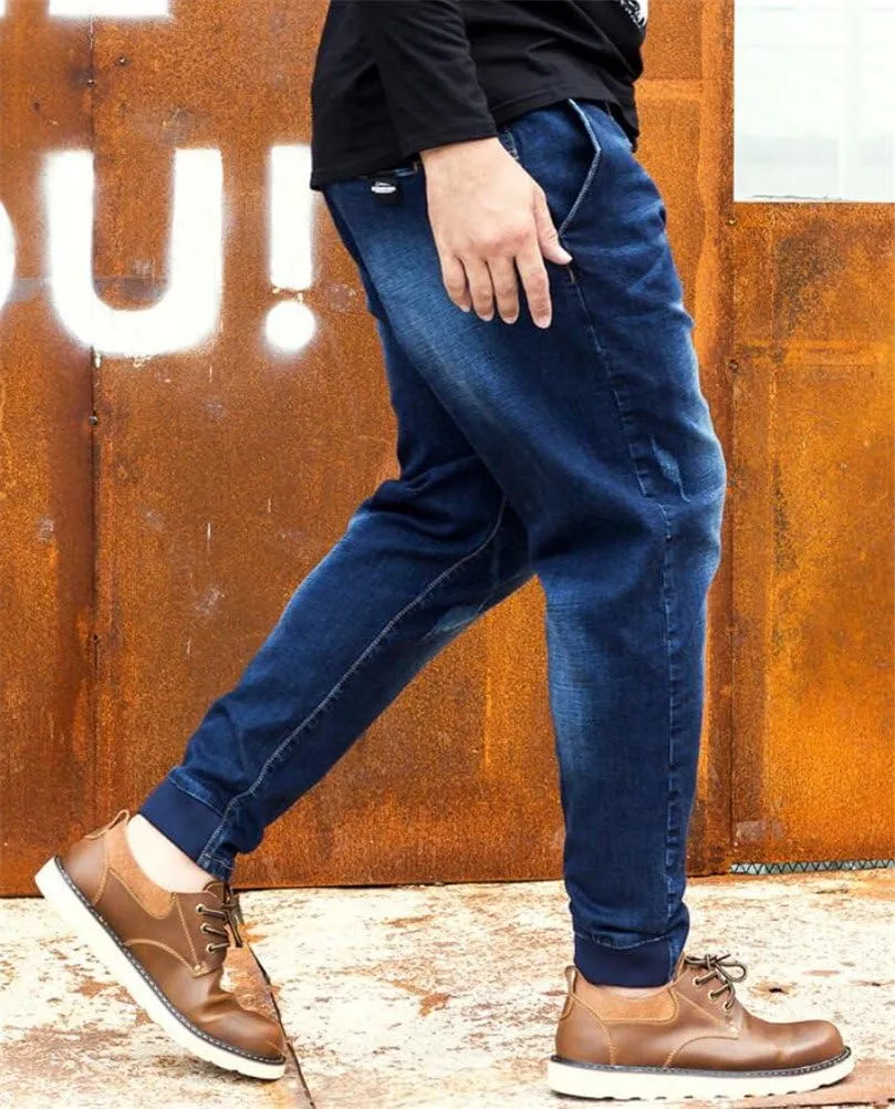 Jeans for Men Relaxed Fit,Loose Fit Blue Straight Leg Stretch Relaxed Tapered Jeans Denim Pants Plus Size