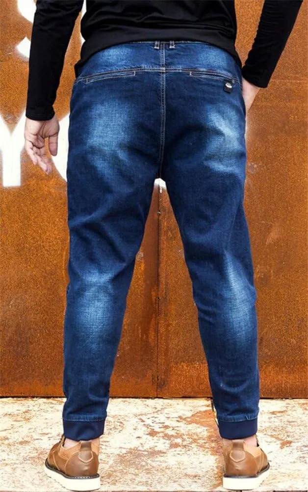 Jeans for Men Relaxed Fit,Loose Fit Blue Straight Leg Stretch Relaxed Tapered Jeans Denim Pants Plus Size