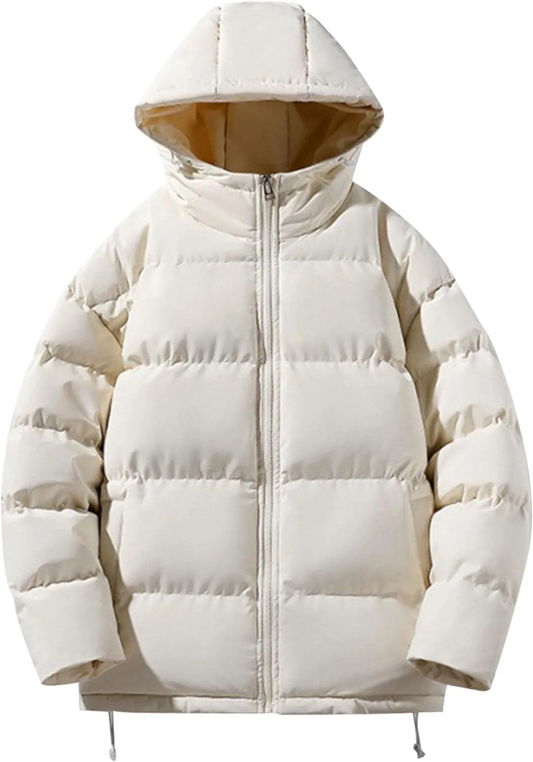 JEsilunmaMY Men's Solid Color Hooded Puffer Jackets Windproof Thicken Warm Padded Jackets Insulated Down Quilted Winter Coats