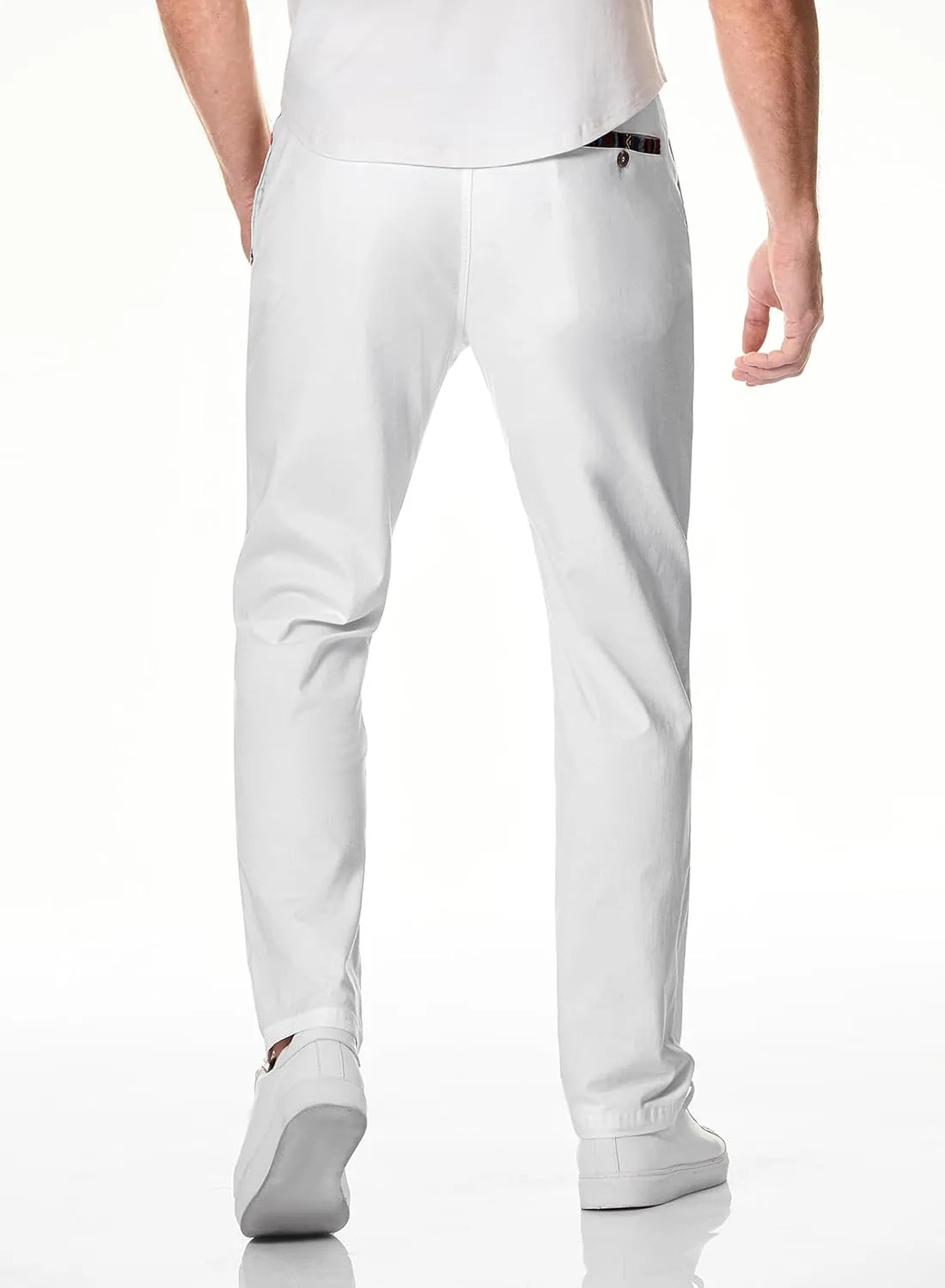 JMIERR Men's Casual Pants Cotton Twill Drawstring Elastic Waist Chino Pants with Pockets