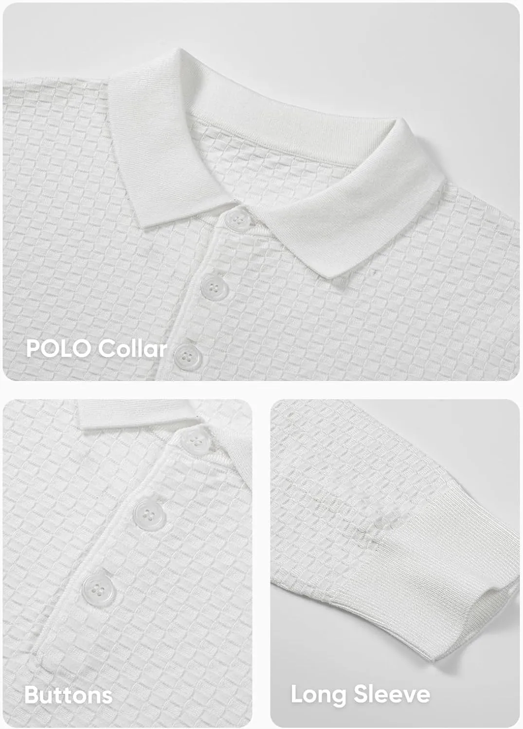 JMIERR Mens Knit Polo Shirts Casual Button Down Long Sleeve Dress Shirts Winter Lightweight Pullover Sweater