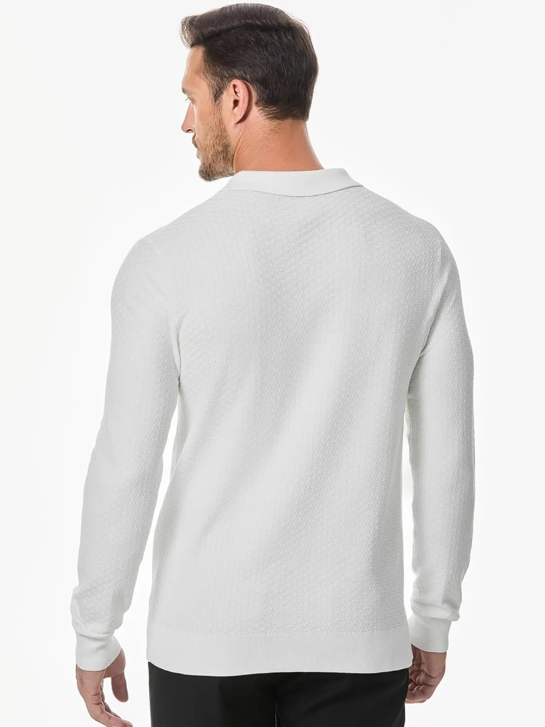 JMIERR Mens Knit Polo Shirts Casual Button Down Long Sleeve Dress Shirts Winter Lightweight Pullover Sweater