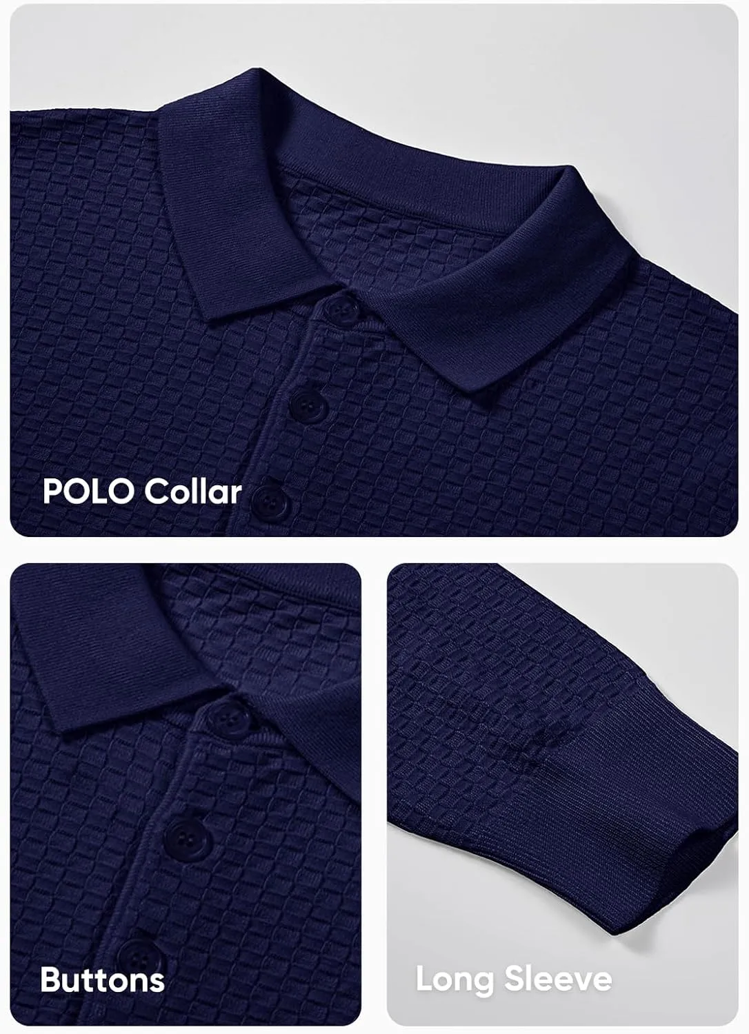 JMIERR Mens Knit Polo Shirts Casual Button Down Long Sleeve Dress Shirts Winter Lightweight Pullover Sweater