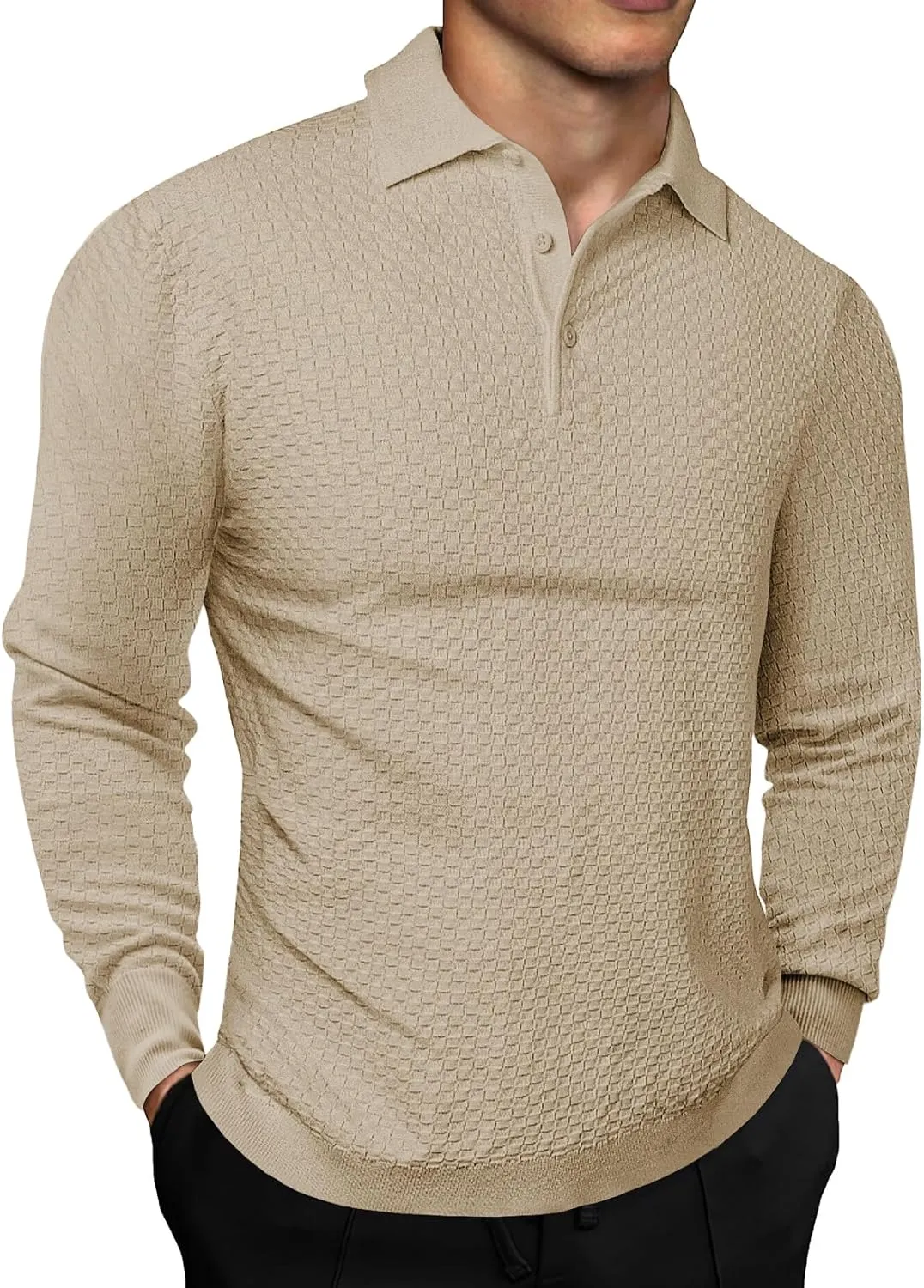 JMIERR Mens Knit Polo Shirts Casual Button Down Long Sleeve Dress Shirts Winter Lightweight Pullover Sweater