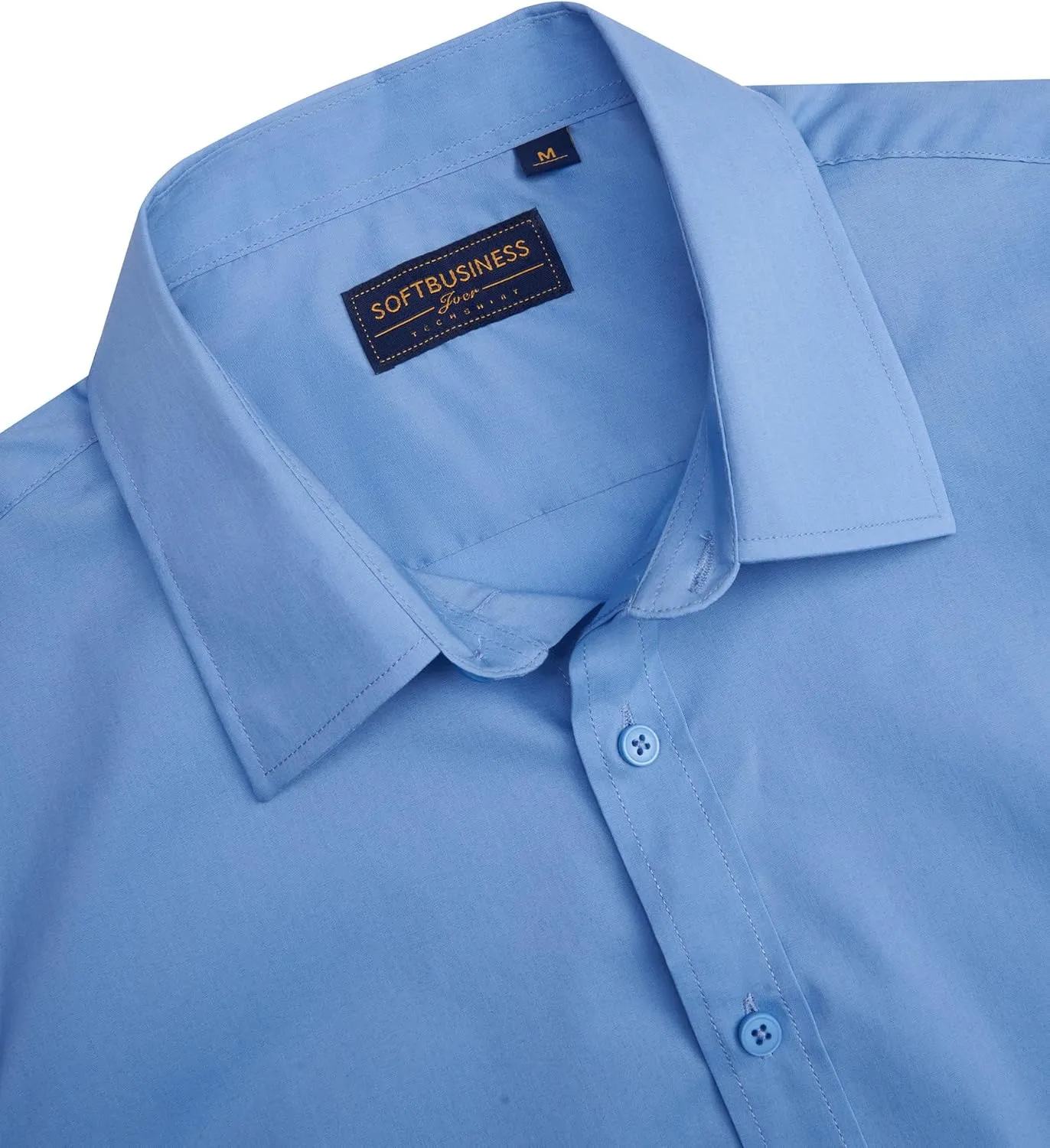 J.VER Men's Short Sleeve Dress Shirts Stretch Stain Shield Casual Button Down Shirts Solid Formal Shirt