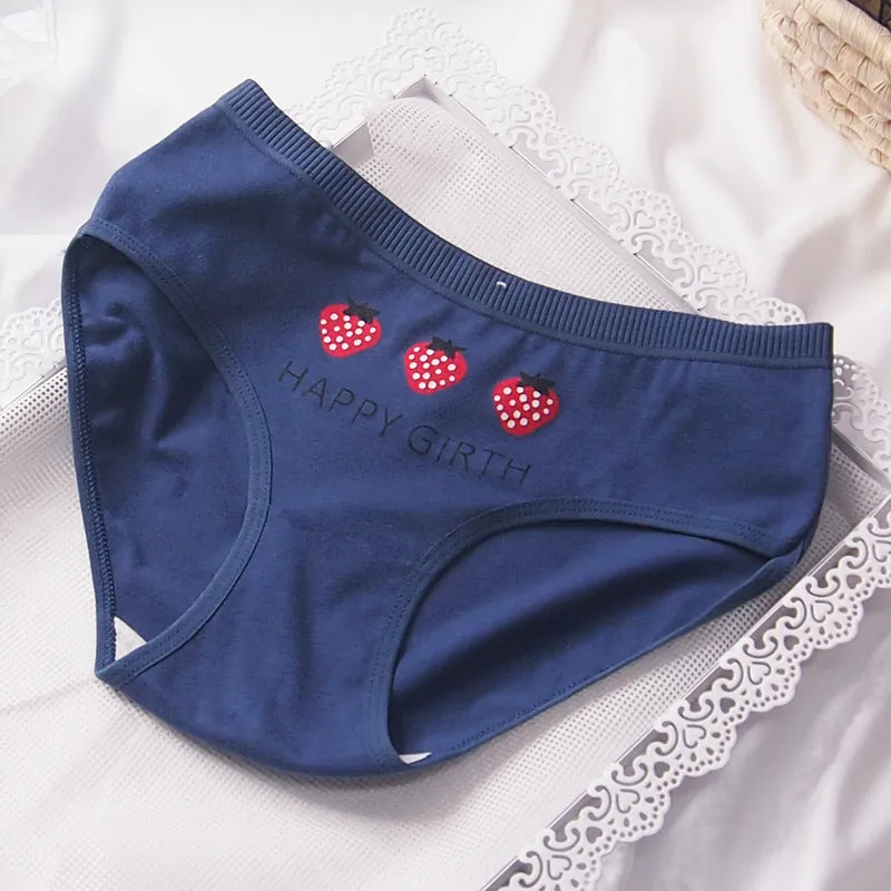 Kawaii Strawberry Print Women's Panties Set