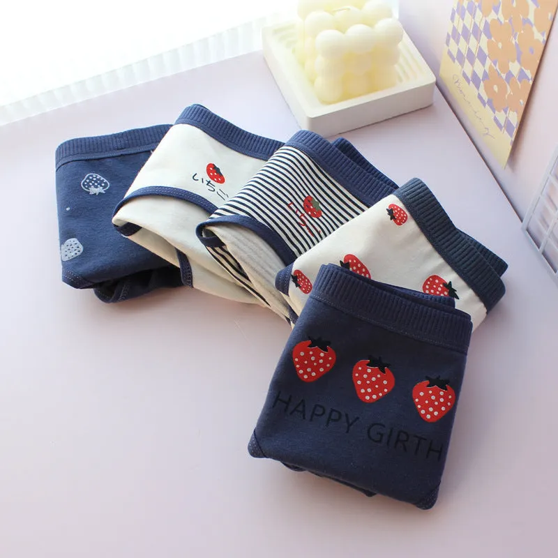 Kawaii Strawberry Print Women's Panties Set