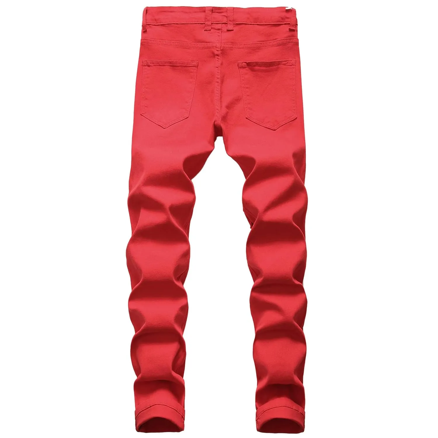 KELYWELL Men's Ripped Straight Fit Jeans Distressed Holes Slim Fit Biker Jeans Destroyed Skinny Hip Hop Denim Pants (38,Red)
