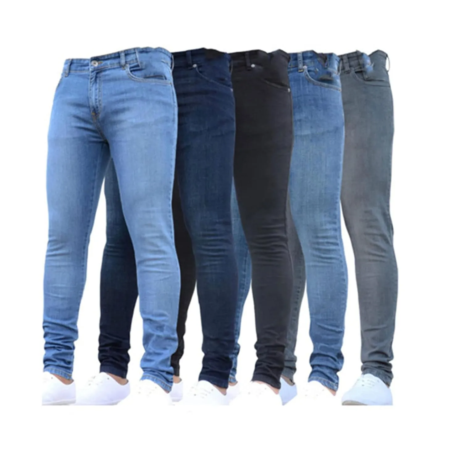 KELYWELL Men's Slim Fit Jeans Stretch Skinny Mid-Waist Jeans for Men Tapered Leg Slim Denim Pants (XXX-Large,Dark Blue)
