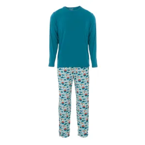 Kickee Pants Men's Print Long Sleeve Pajama Set - Jade Sushi