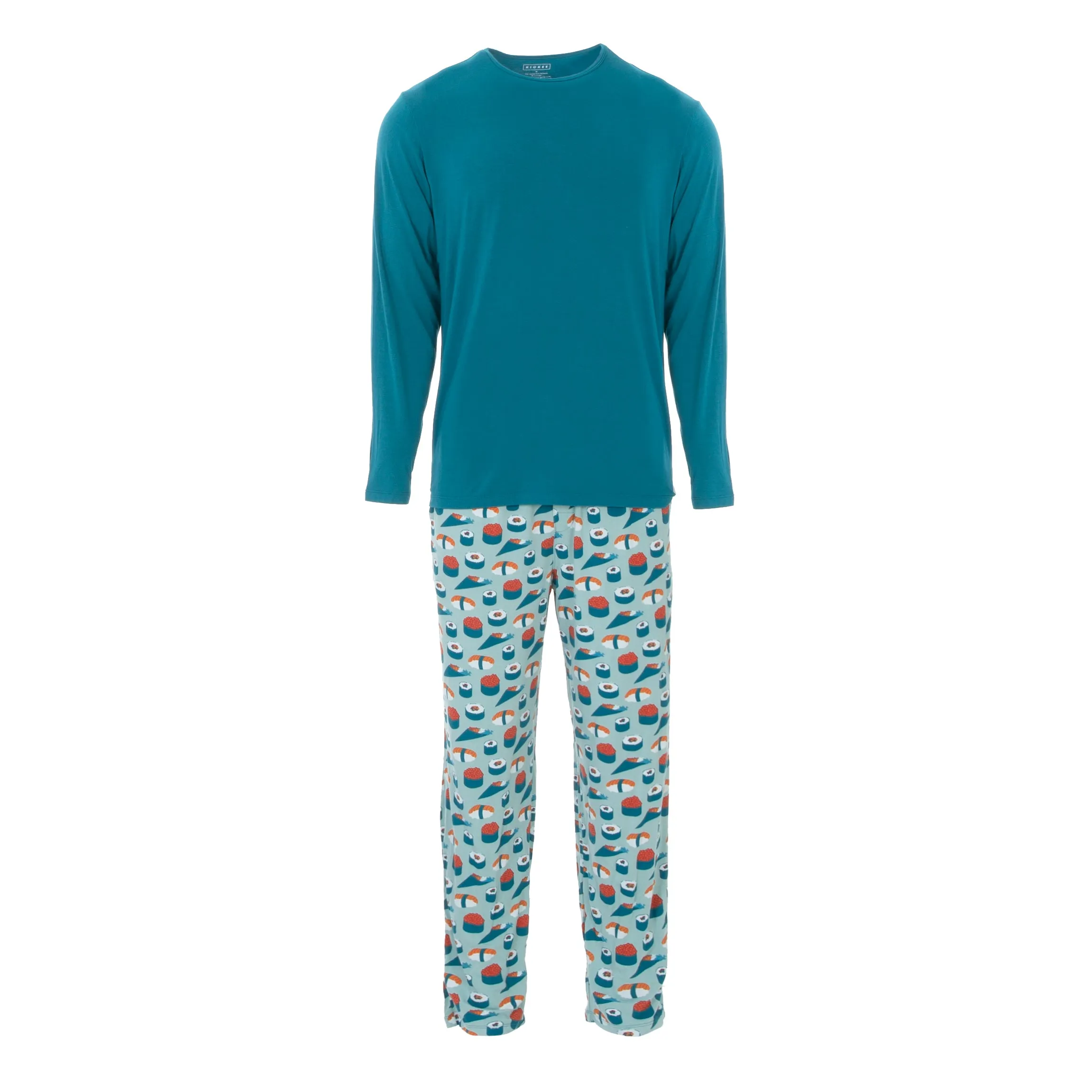 Kickee Pants Men's Print Long Sleeve Pajama Set - Jade Sushi