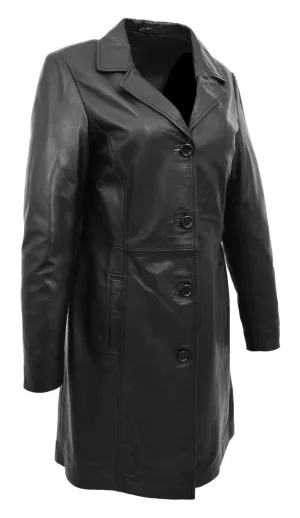 Knee Length (3/4) Classic Leather Jackets Coat Patsy S061