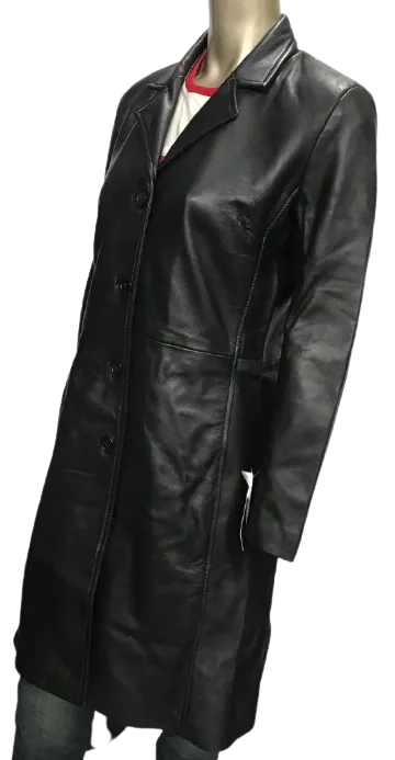 Knee Length (3/4) Classic Leather Jackets Coat Patsy S061