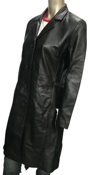 Knee Length (3/4) Classic Leather Jackets Coat Patsy S061