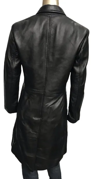 Knee Length (3/4) Classic Leather Jackets Coat Patsy S061