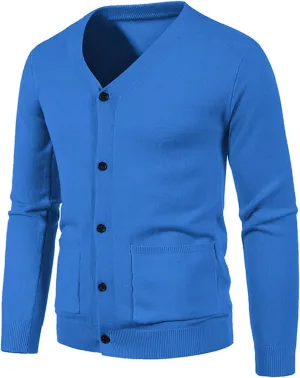 Knit Cardigan Sweaters for Men Button Down V Neck Sweater Long Sleeve Cardigans Loose Casual Top Fall Trendy Outfits