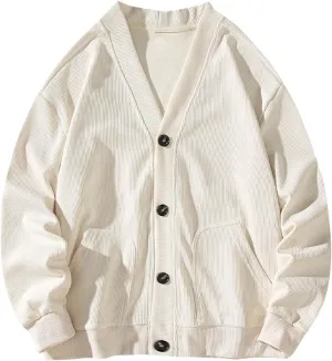 Knit Cardigan Sweaters for Men V Neck Sweater Button Down Cardigans Open Front Cardigan Casual Fall Sweaters