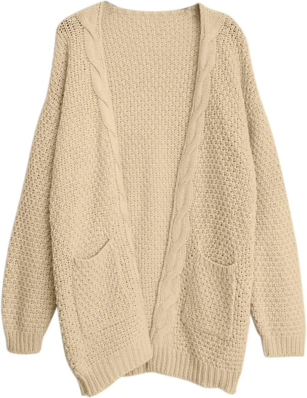 Knit Casual Cardigan Sweaters for Women Loose Open Front Warm Chunky with Pockets Plus Size Women's Cardigan Sweaters