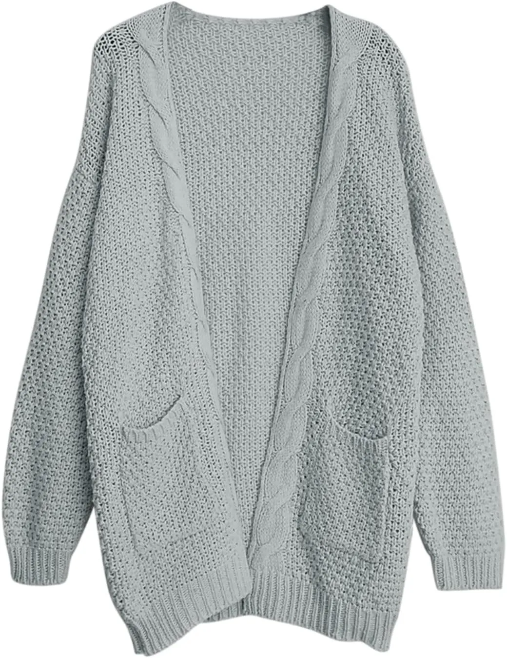 Knit Casual Cardigan Sweaters for Women Loose Open Front Warm Chunky with Pockets Plus Size Women's Cardigan Sweaters