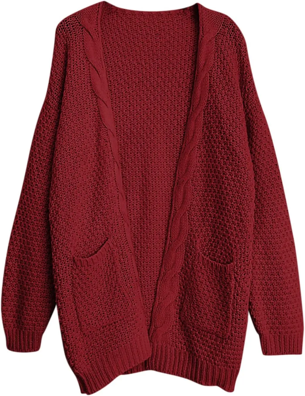 Knit Casual Cardigan Sweaters for Women Loose Open Front Warm Chunky with Pockets Plus Size Women's Cardigan Sweaters