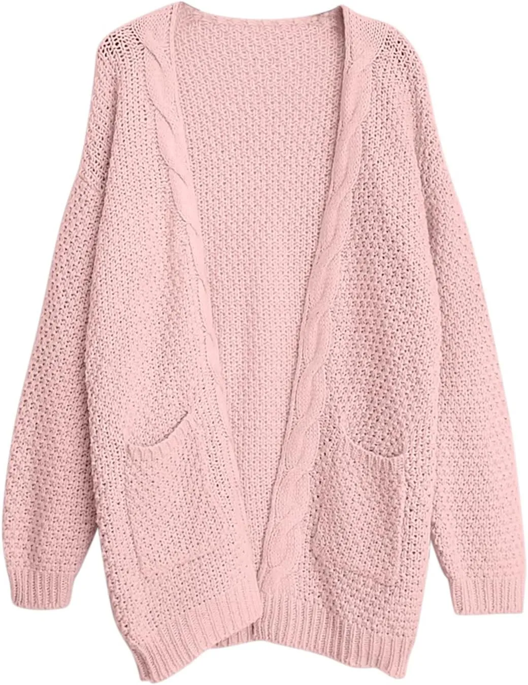 Knit Casual Cardigan Sweaters for Women Loose Open Front Warm Chunky with Pockets Plus Size Women's Cardigan Sweaters
