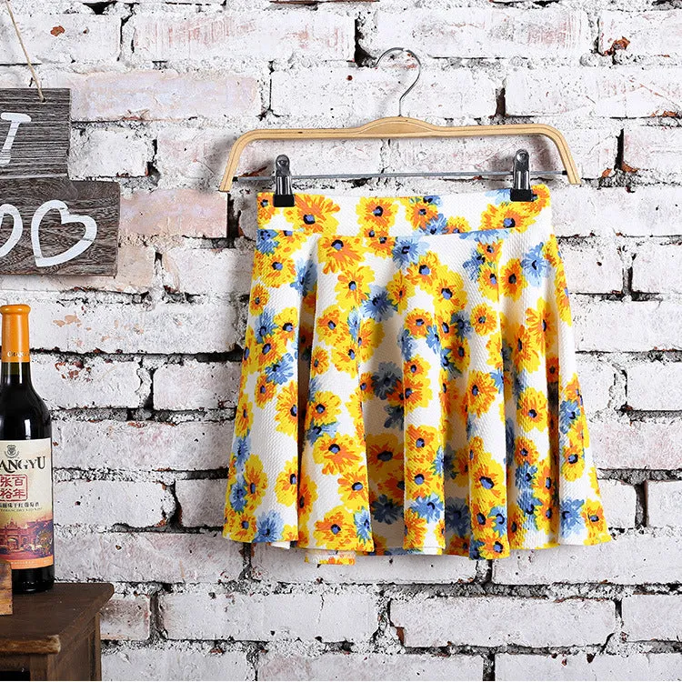 Korean Flare Pleated Women Bubble Cotton Skirt