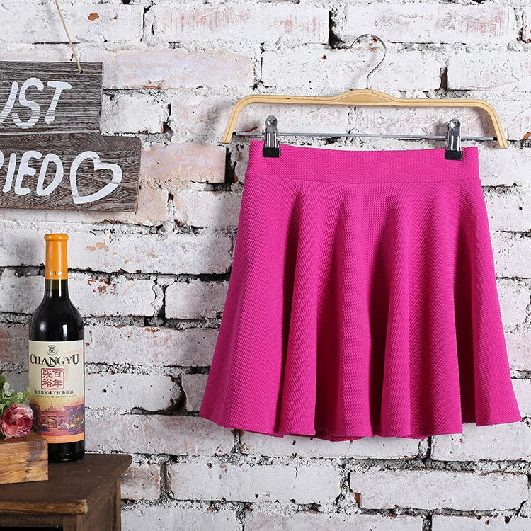 Korean Flare Pleated Women Bubble Cotton Skirt