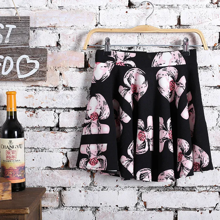 Korean Flare Pleated Women Bubble Cotton Skirt