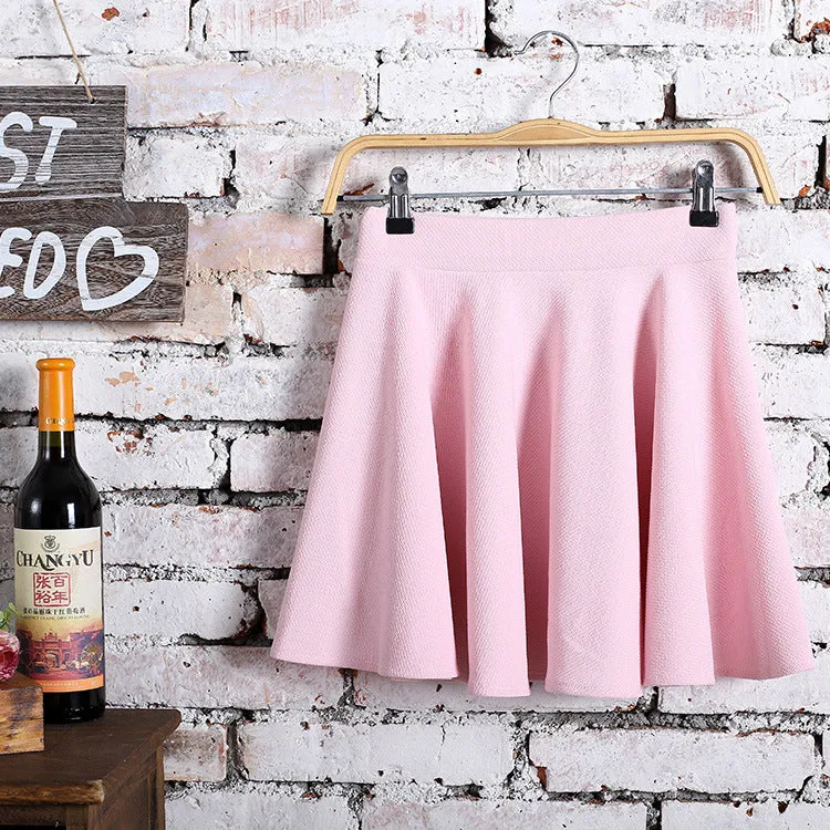 Korean Flare Pleated Women Bubble Cotton Skirt