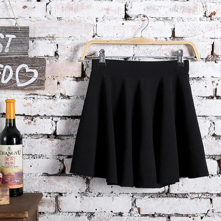 Korean Flare Pleated Women Bubble Cotton Skirt