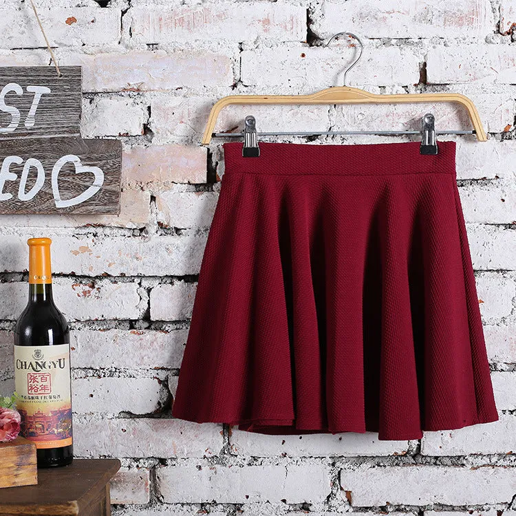 Korean Flare Pleated Women Bubble Cotton Skirt