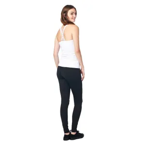 LA Society Women's Yoga Fitness White/Black Sleeveless Tank Top and Yoga Legging Pants