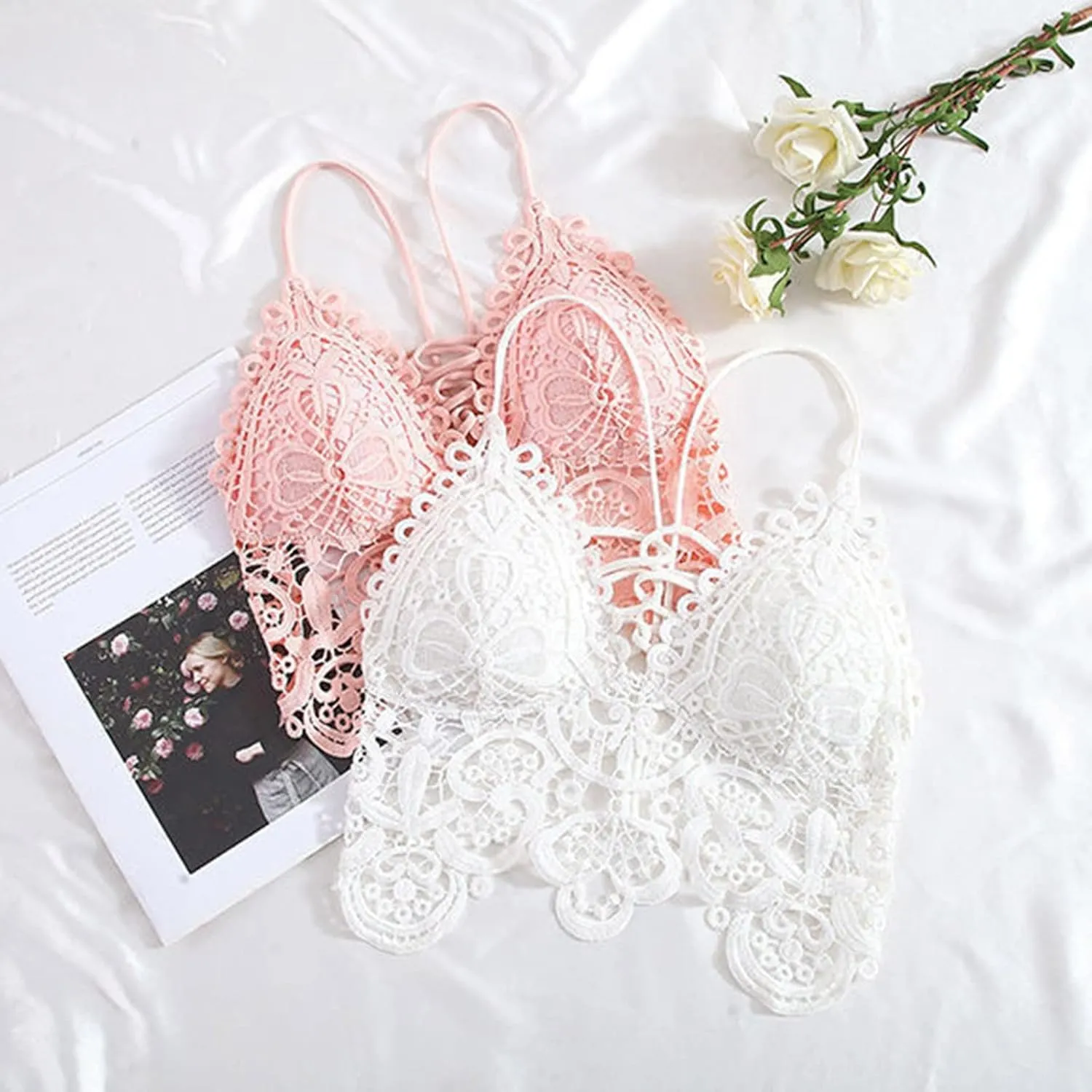 Lace Bralette for Women Camisoles Crop Top Lace Bralettes for Women Bralette Lace Bandeau Bra Belle Tops for