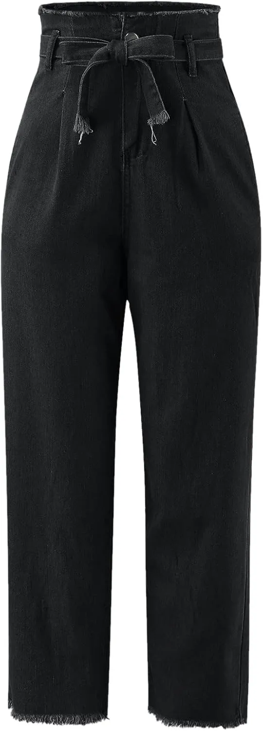 Lace-Up Denim Stretch Jeans Fasion Jeans Women's High-Rise Frayed Casual Pants 16 Skinny Jeans