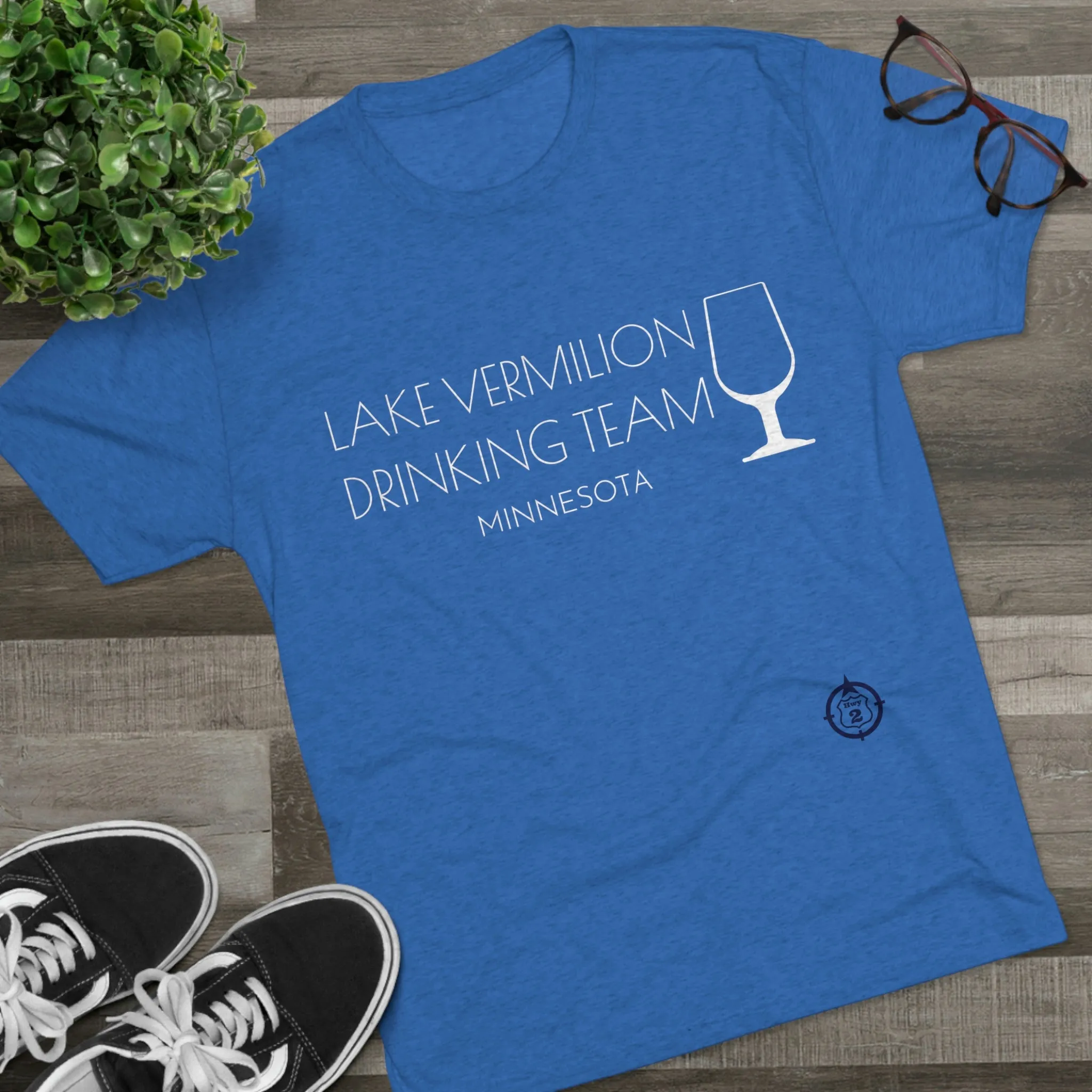 Lake Vermilion - Drinking Team - White Graphic - Unisex Tri-Blend Crew Tee