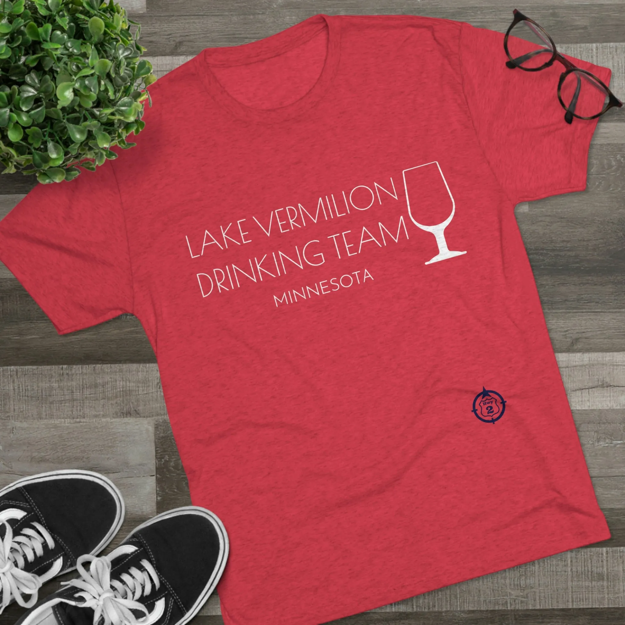 Lake Vermilion - Drinking Team - White Graphic - Unisex Tri-Blend Crew Tee