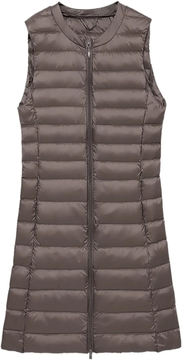 LCMTWX Black Puffer Vest Coat Vest With Hood Sleeveless Warm Down Coat With Pockets Quilted Vest Down Womens Long Puffer