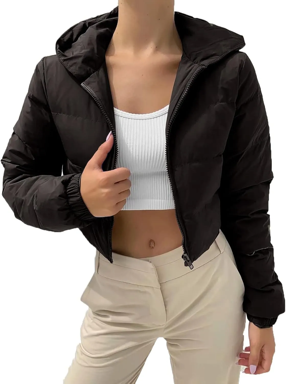 LCMTWX Black Puffer Vest Vest European and American Cotton Jackets Color Stand-up Collar Zipper Plus Size Winter Warm Black